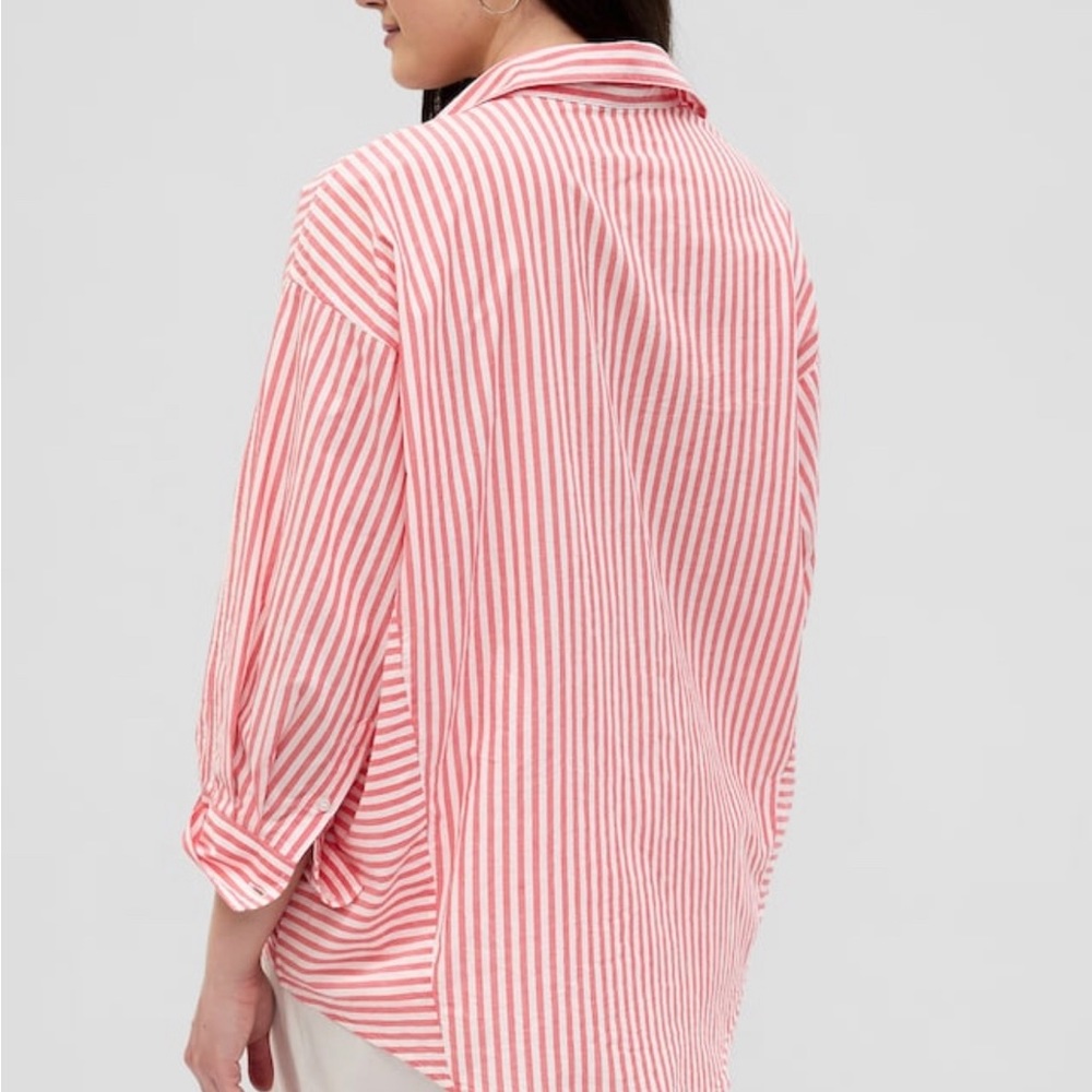 NWOT Gap 3/4 Sleeve Stripe Big Shirt, XXL Tall - Picture 5 of 7
